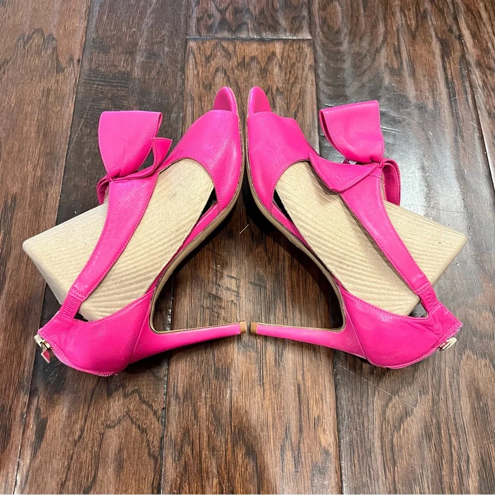 Kate Spade Imelda Zip Back Pink Fuschia Bow High Heels